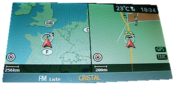 Carte gauche échelle 256 km orientation Véhicule
